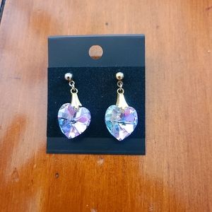 💜2 for 25$ Light Purple Colored Heart Shaped Rhinestone Earrings